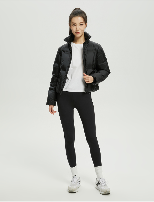 Calvin Klein autumn and winter women's fashion high stand collar zipper LOGO patch short warm down jacket
