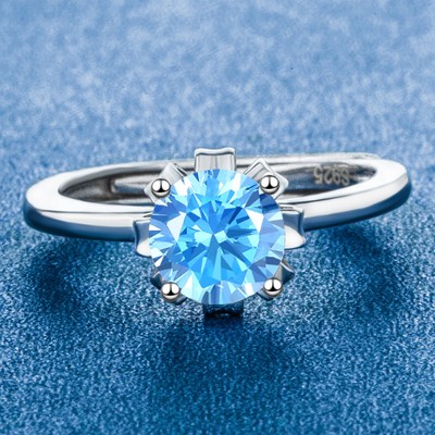 European and American crown opening adjustable jewelry S925 sterling silver ring proposal engagement ring moissanite silver ring female