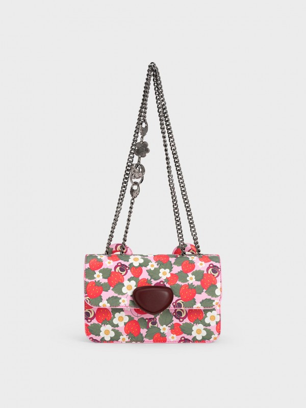 CHARLES & KEITH Pisces Lausu Collection: Lausu style chain bag, mixed colors, hi-res