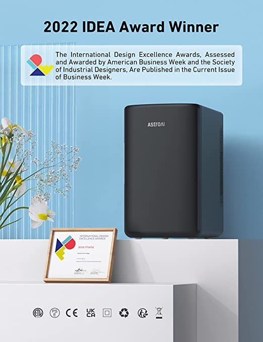 AstroAI Mini Fridge 2.0 Gen, 6 Liter/8 Cans Makeup Skincare Fridge 110V AC/ 12V DC Portable Thermoelectric Cooler and Warmer Little Tiny Fridge for Bedroom, Beverage, Cosmetics LY2206A (Black)