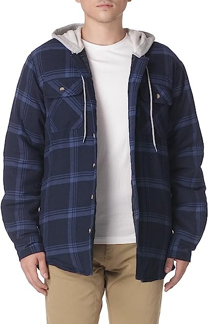 Wrangler Authentics Men's Long Sleeve Quilted Lined Flannel Shirt Hooded Jacket