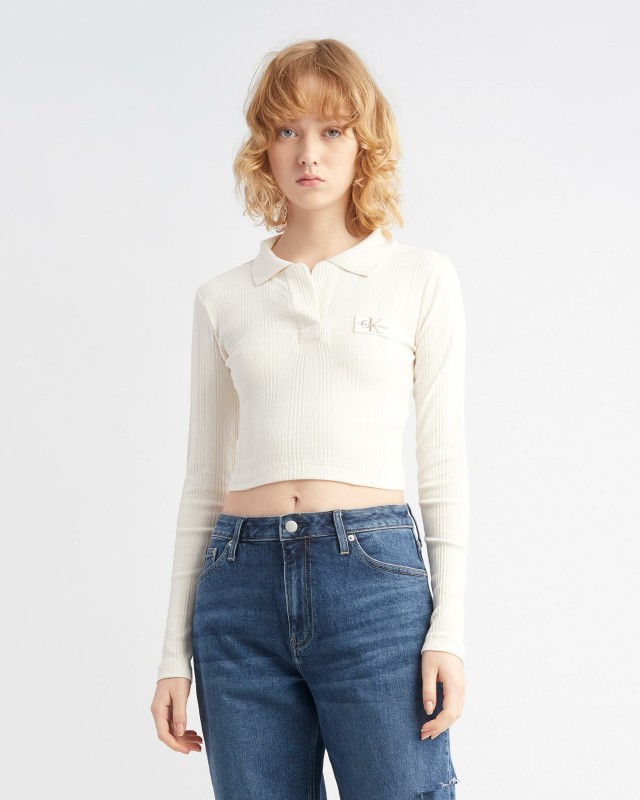 SMALL LOGO BADDLE RIBBED KNIT TOP