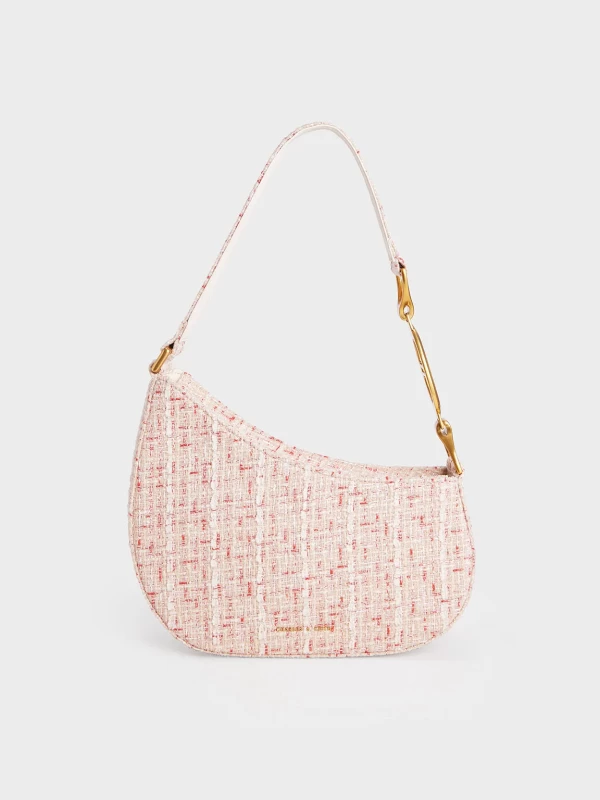 Wool Asymmetric Shoulder Bag - Cream