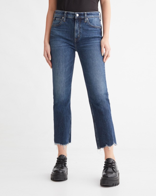 Italian denim high waist slim fit cropped jeans