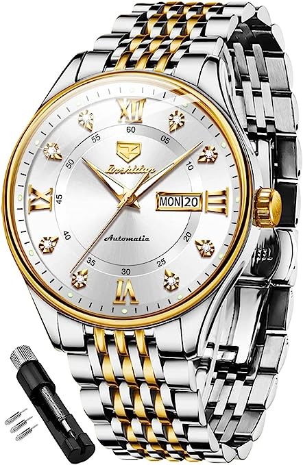 OLEVS Automatic Men's Watch Self Winding Mechanical Business Luxury Dress Watch Stainless Steel Waterproof Luminous Date Date